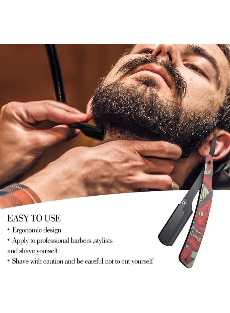 GNAFOTU Professional Straight Edge Razor with 10 Single Straight Razor Blades-Barber Straight Razor-Close Shaving Men's Manual Shaver-Disposable Straight Razor Blades-Straight Razor Kit - Image 2